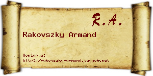 Rakovszky Armand névjegykártya